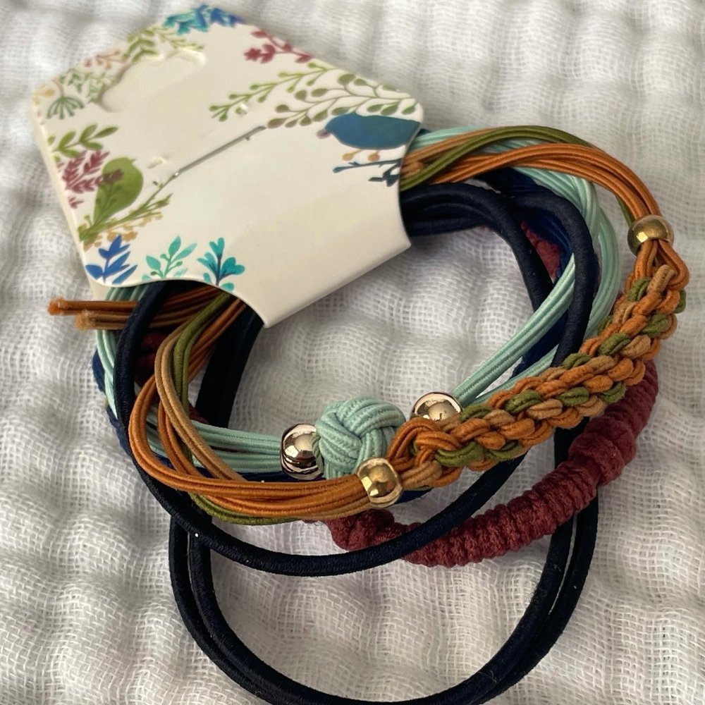 New!  5 pack Assorted Friendship Bracelet Hairties